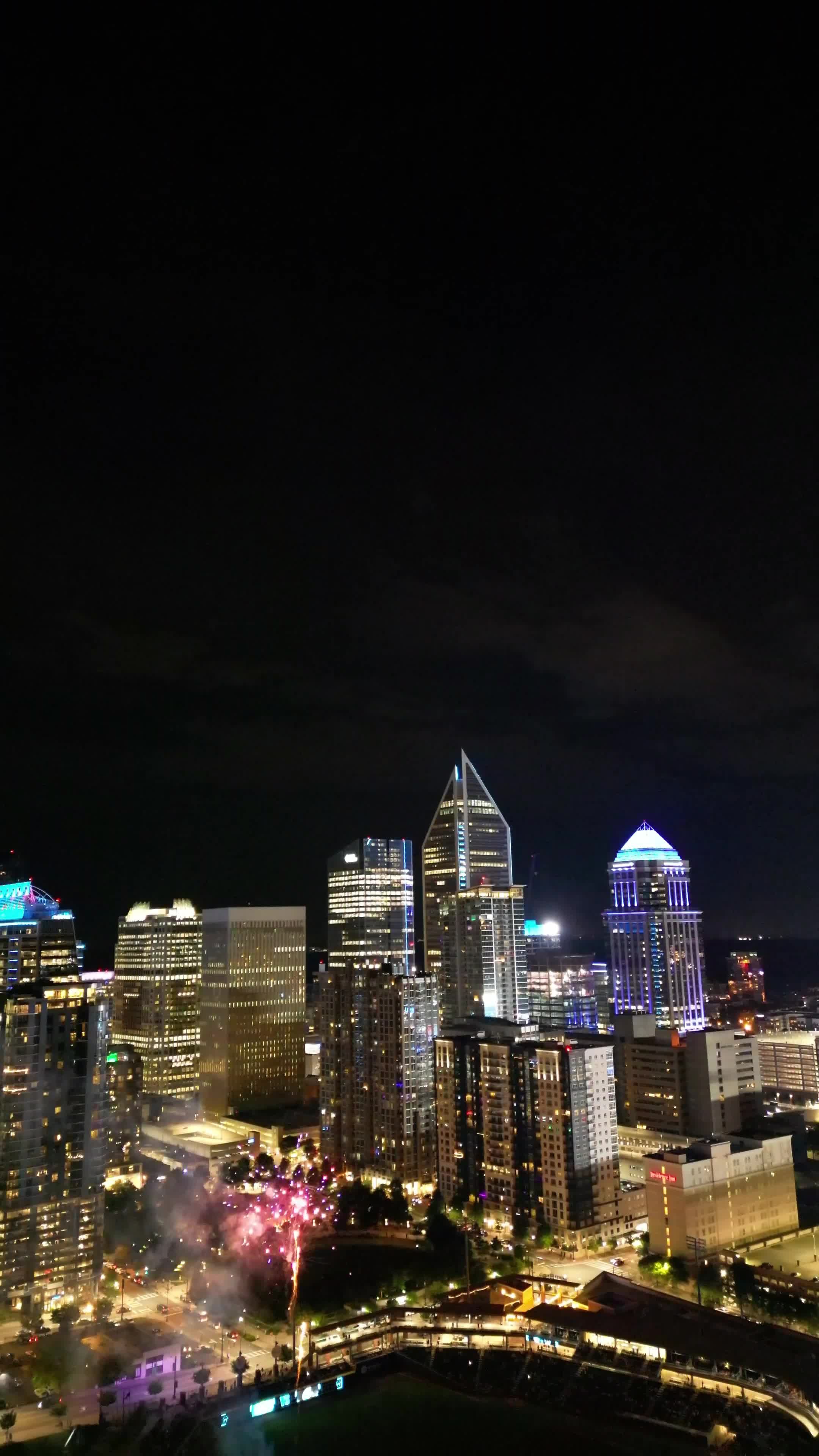 stunning city skyline at night with fireworks 29025309 — free pexels stock footage
