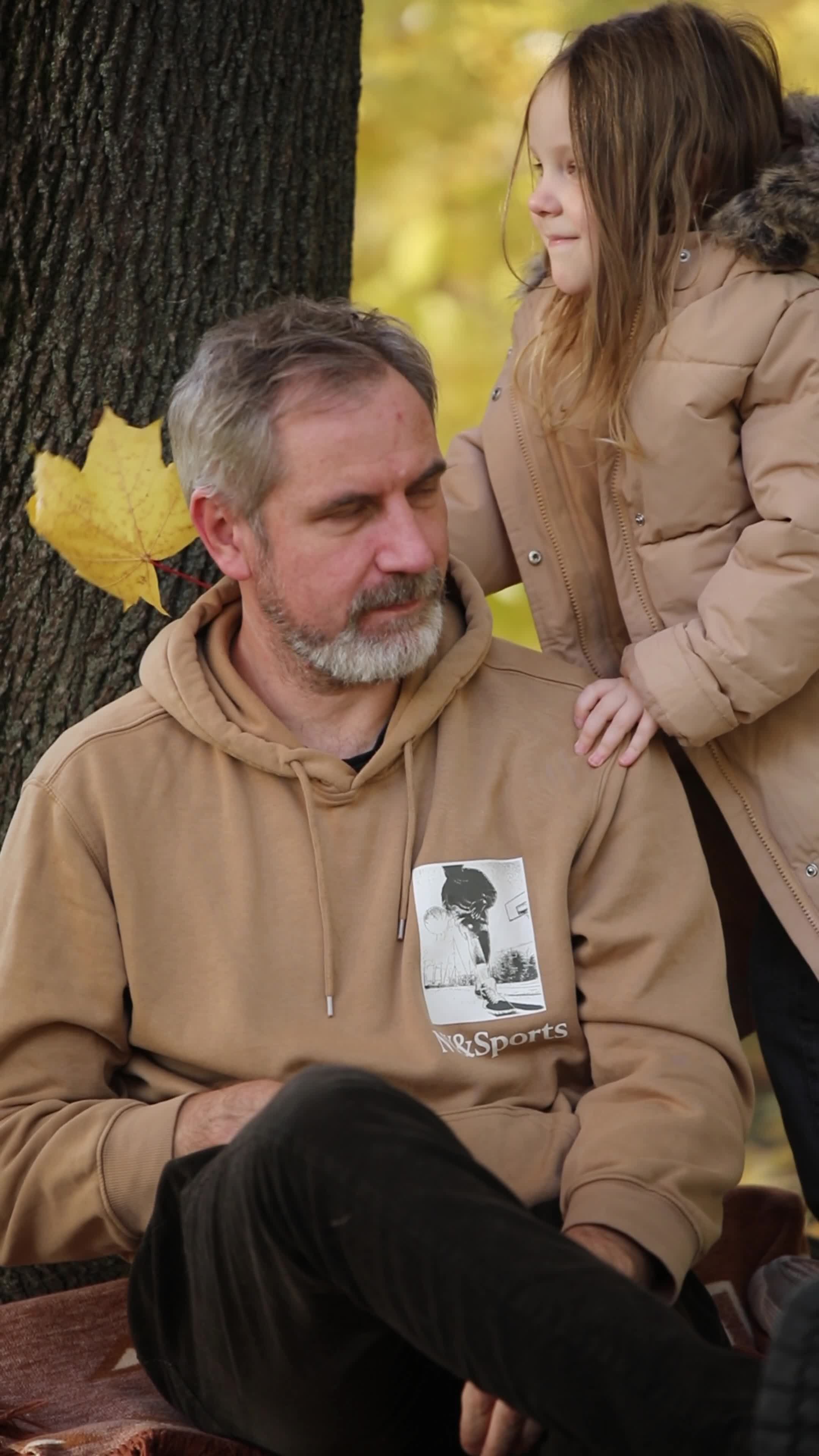Father and Daughter Enjoy Fall Together Outdoors Free Stock Video ...