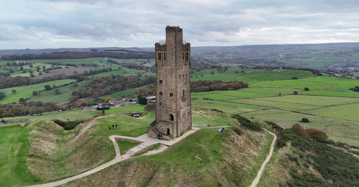 Hd Postcode Stunning Aerial View of Castle Hill, Huddersfield Free Stock Video ...