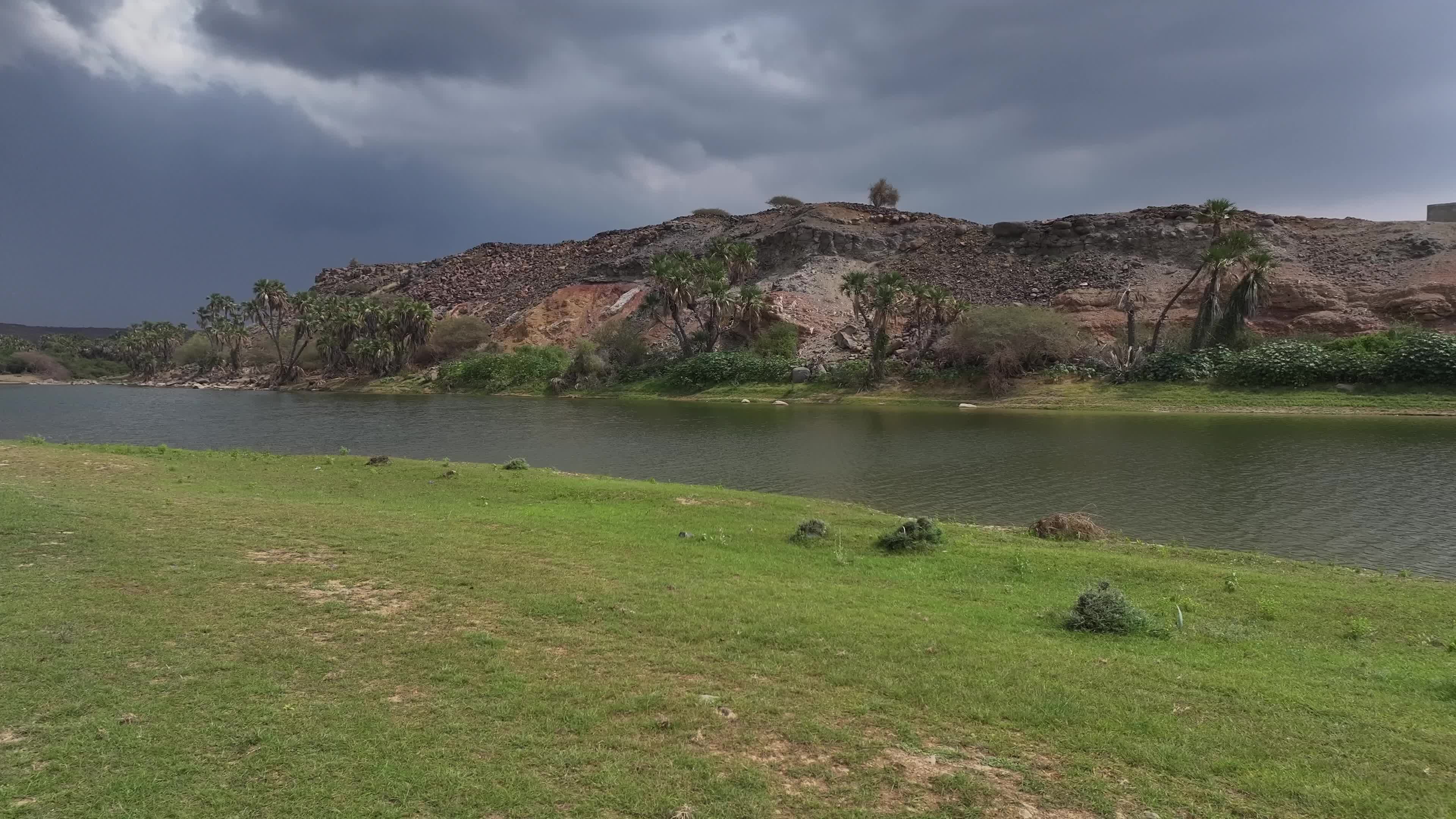 Scenic Riverside Landscape with Stormy Skies Free Stock Video Footage ...