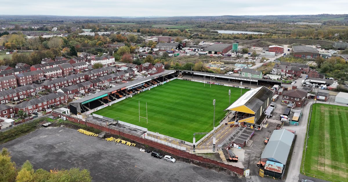 Aerial View of Rugby Stadium and Surroundings Free Stock Video Footage ...