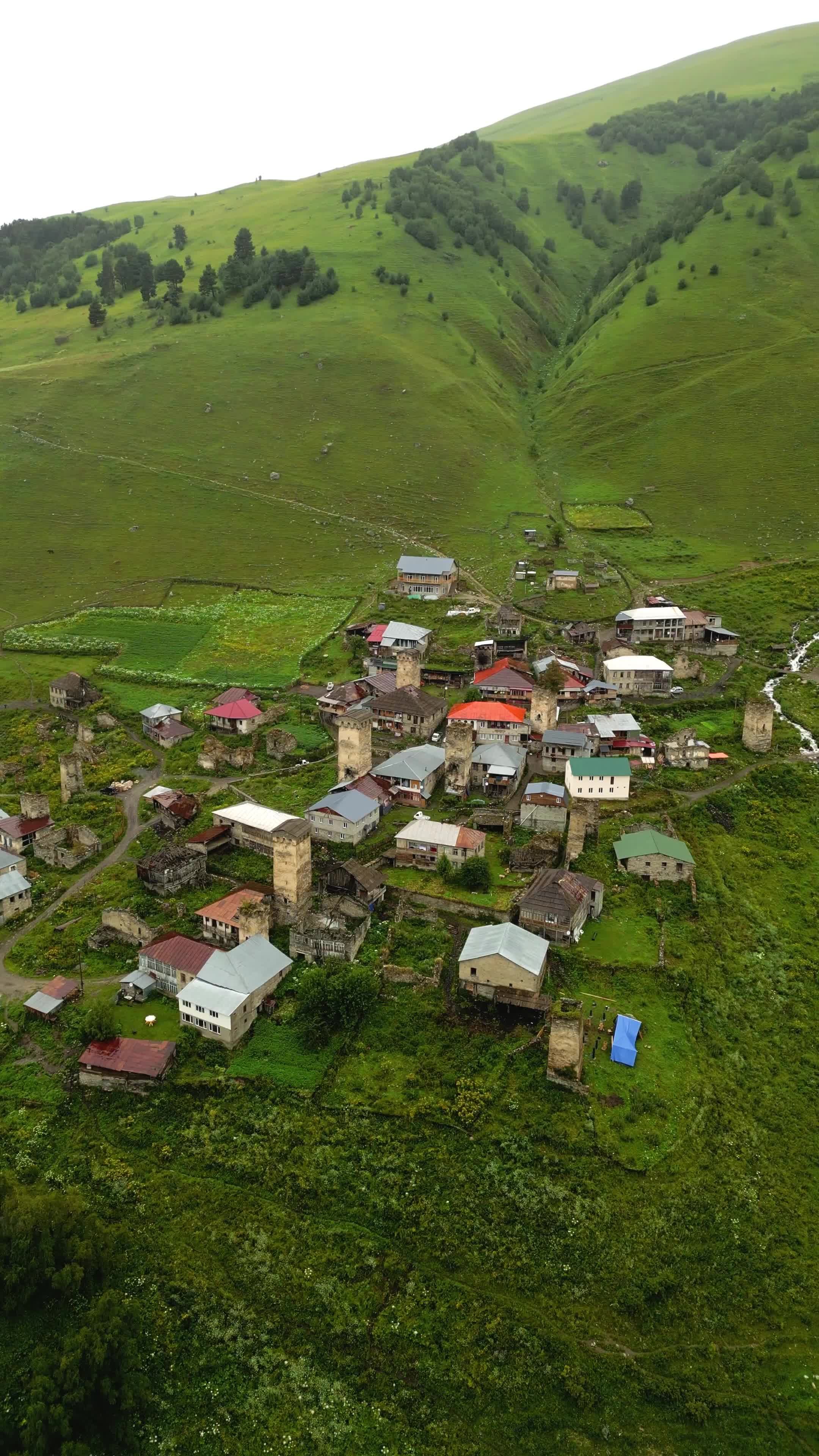 Aerial View of Remote Mountain Village Free Stock Video Footage ...