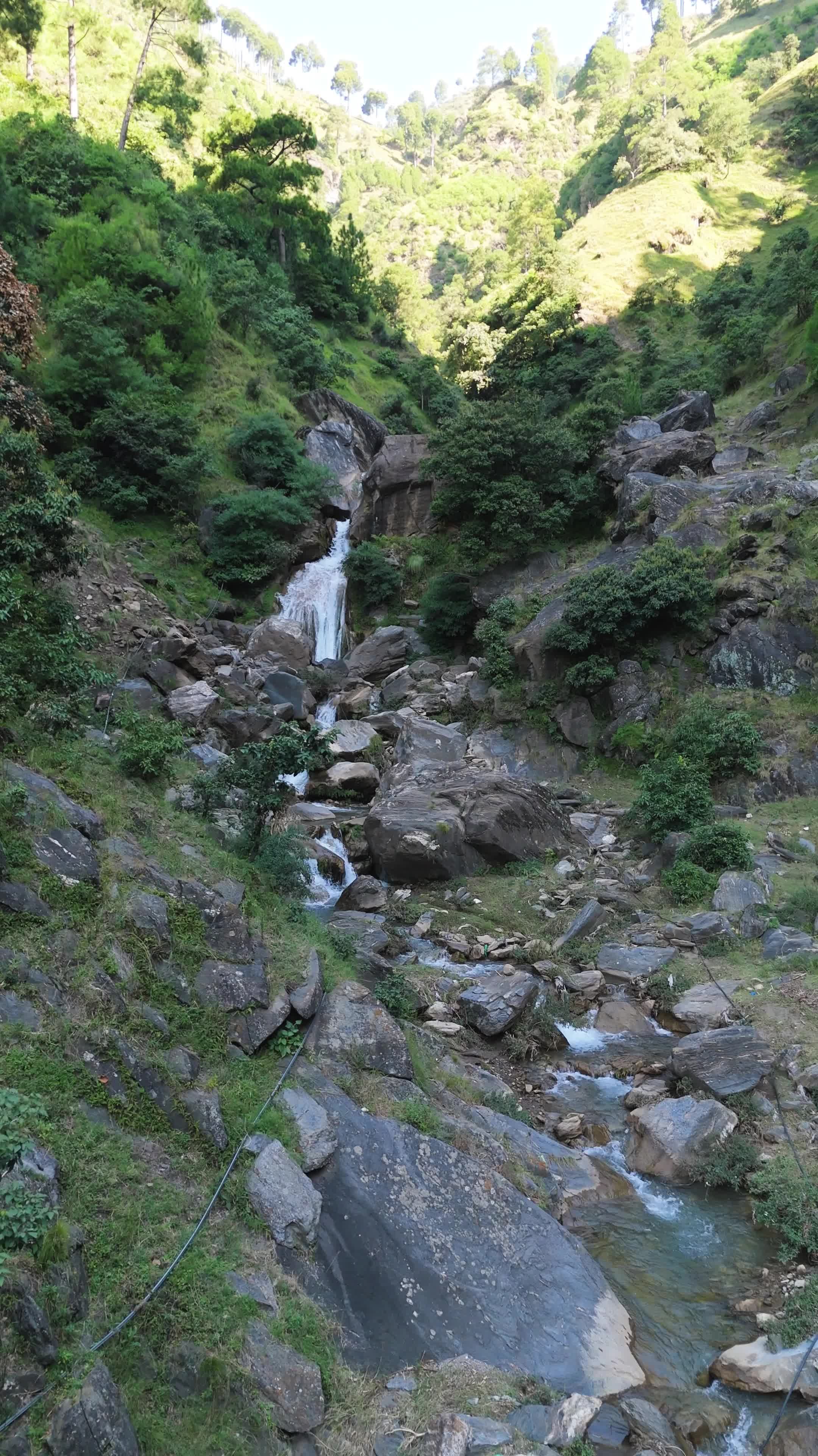 Stunning Aerial View of Taghan Waterfall Free Stock Video Footage ...