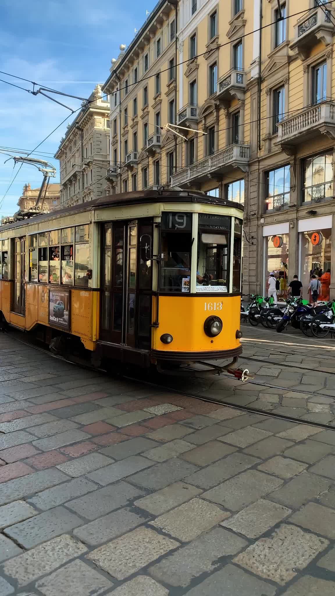 Iconic Yellow Tram in Milan City Street Free Stock Video Footage ...