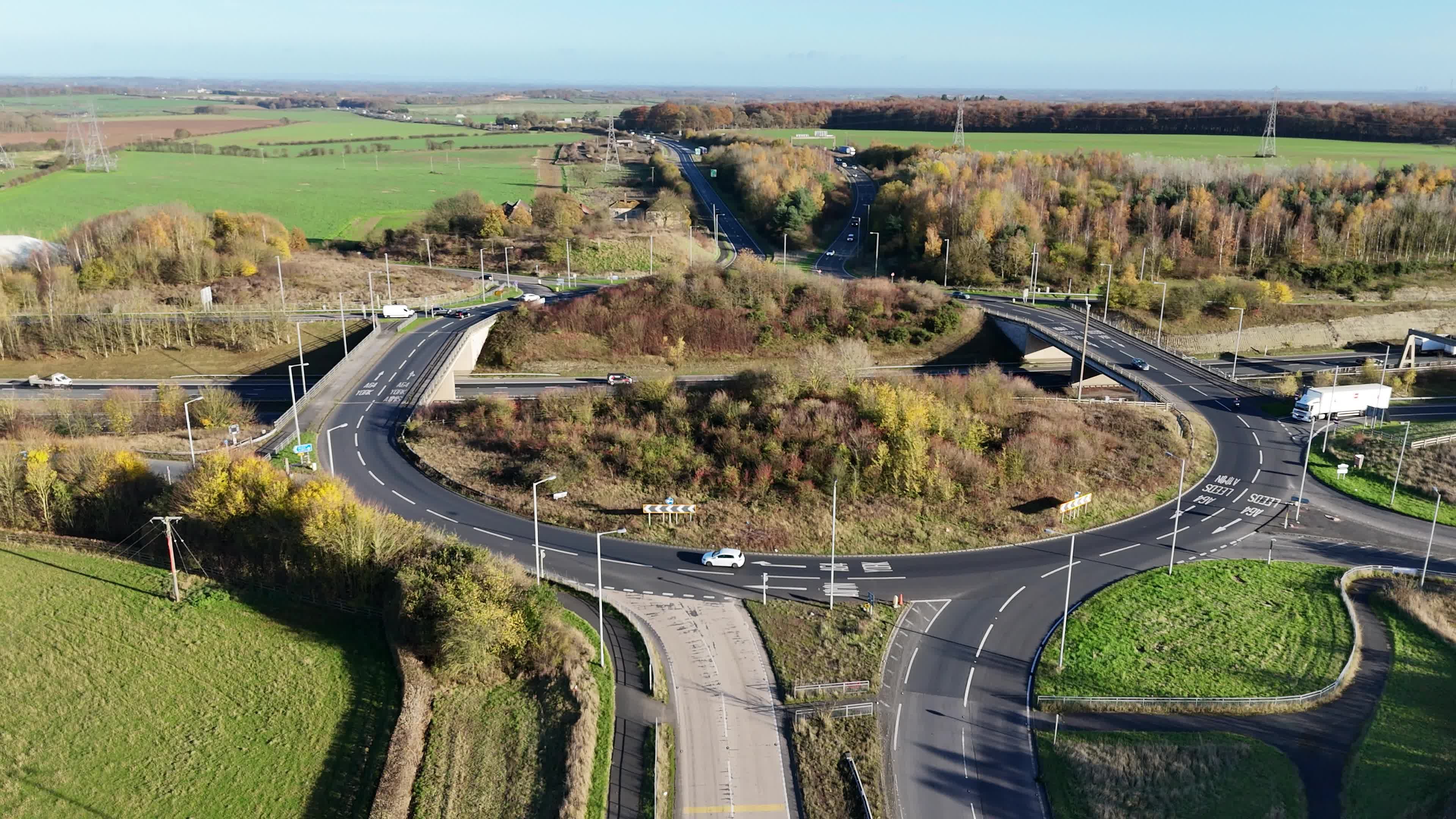 Aerial View of Rural Roundabout Intersection Free Stock Video Footage ...