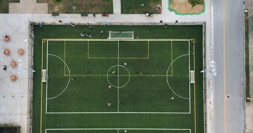 An Aerial Footage Of A Football Game