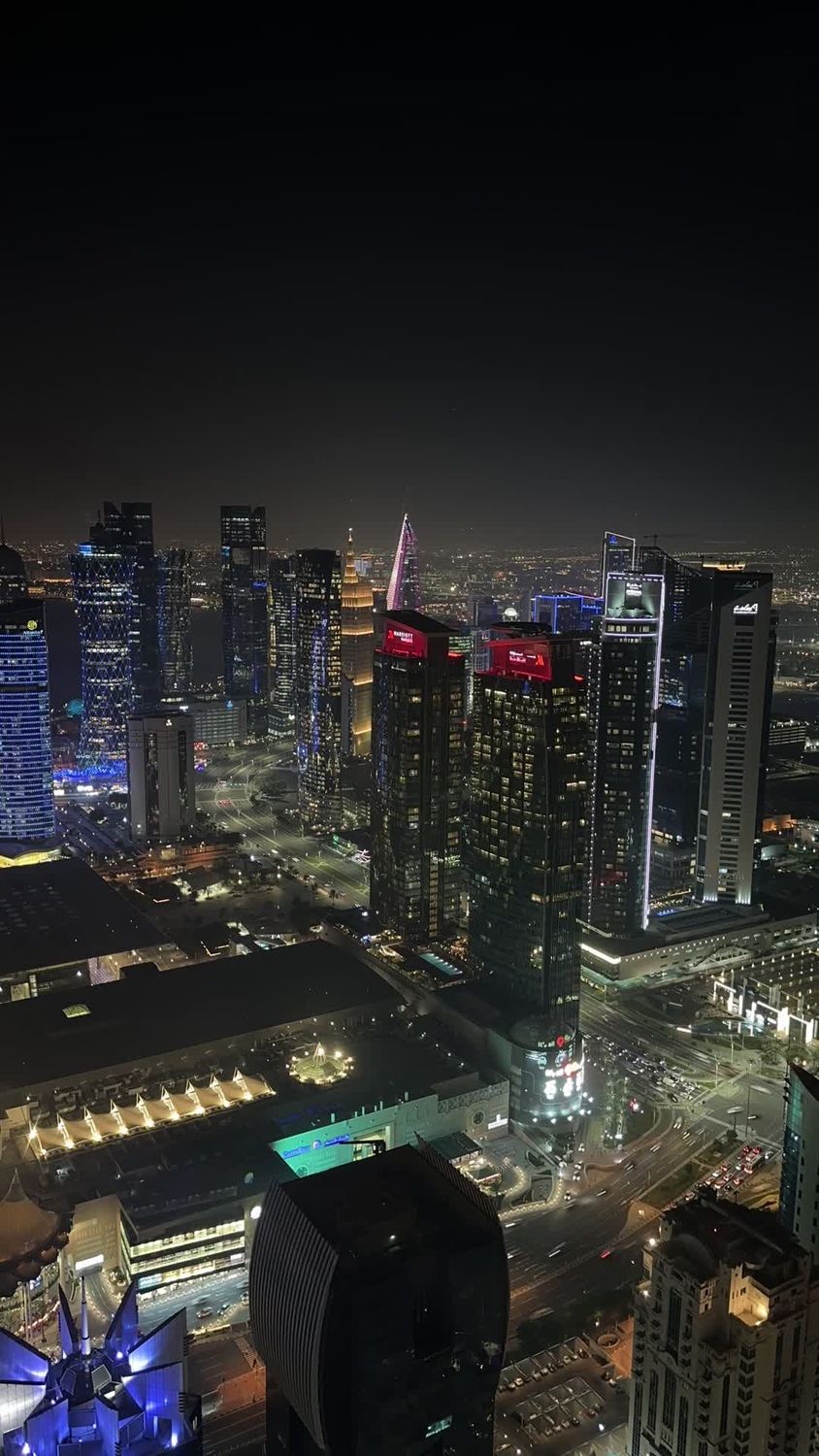 Stunning Aerial View of Modern City Skyline at Night Free Stock Video ...