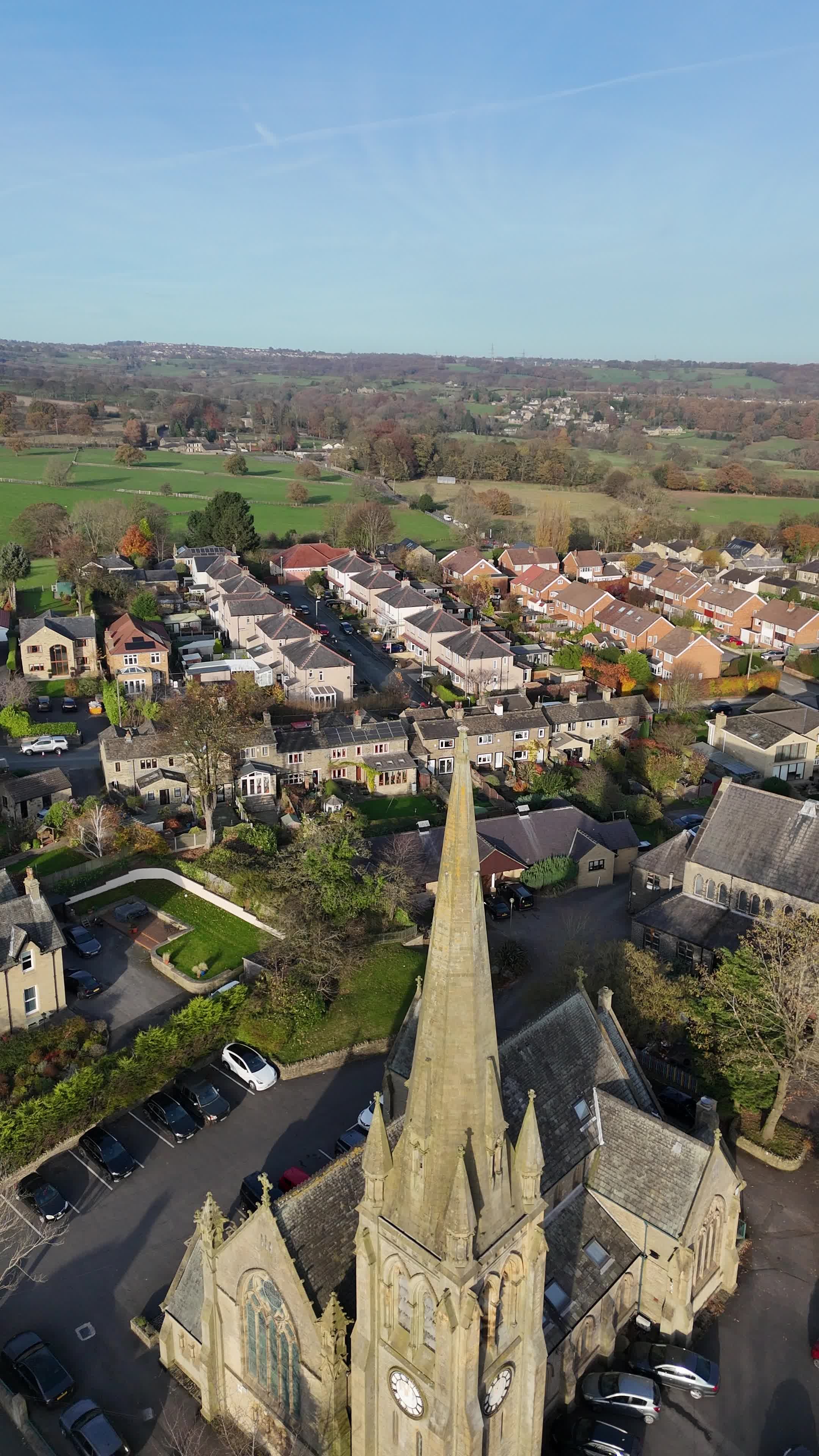 aerial view of english countryside church tower 29402638 — free pexels stock footage