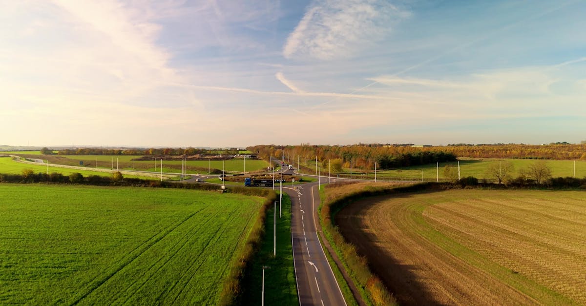Scenic Aerial View of Rural Intersection at Sunset Free Stock Video ...