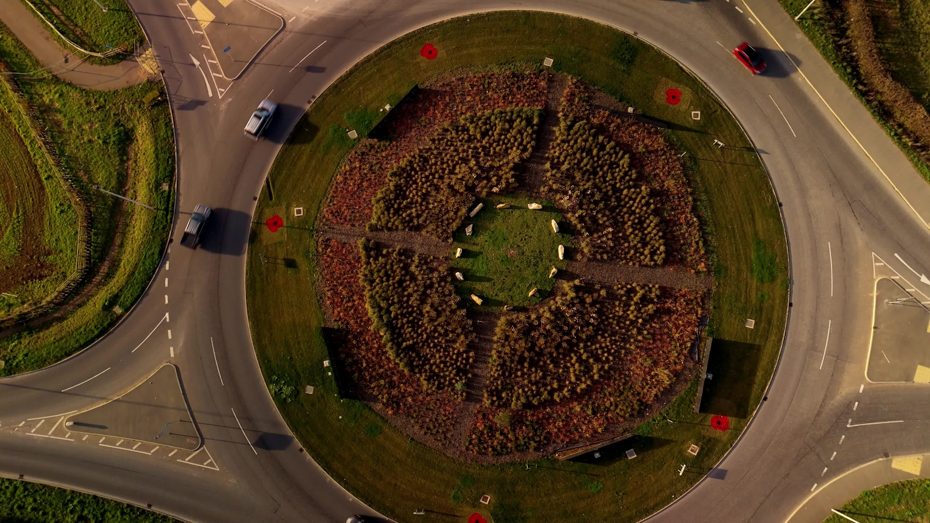Aerial View of Traffic Roundabout in Urban Area Free Stock Video ...