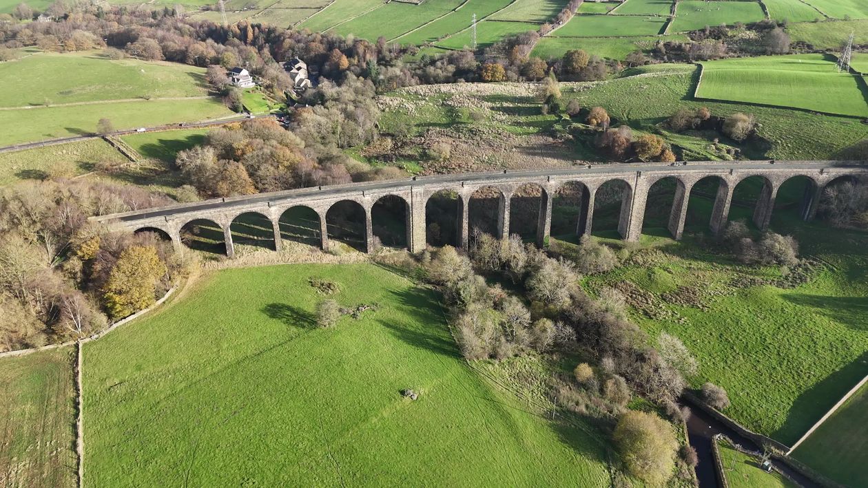 Aerial View of Majestic Viaduct in Countryside Free Stock Video Footage ...