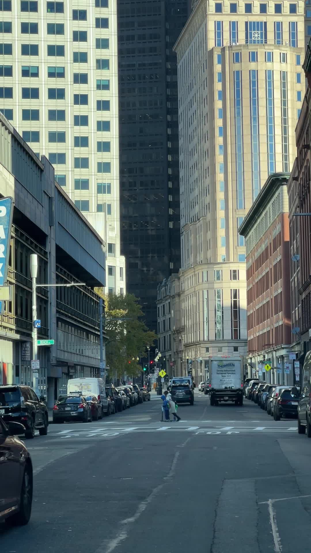 Urban Street View with Skyscrapers and Traffic Free Stock Video Footage ...