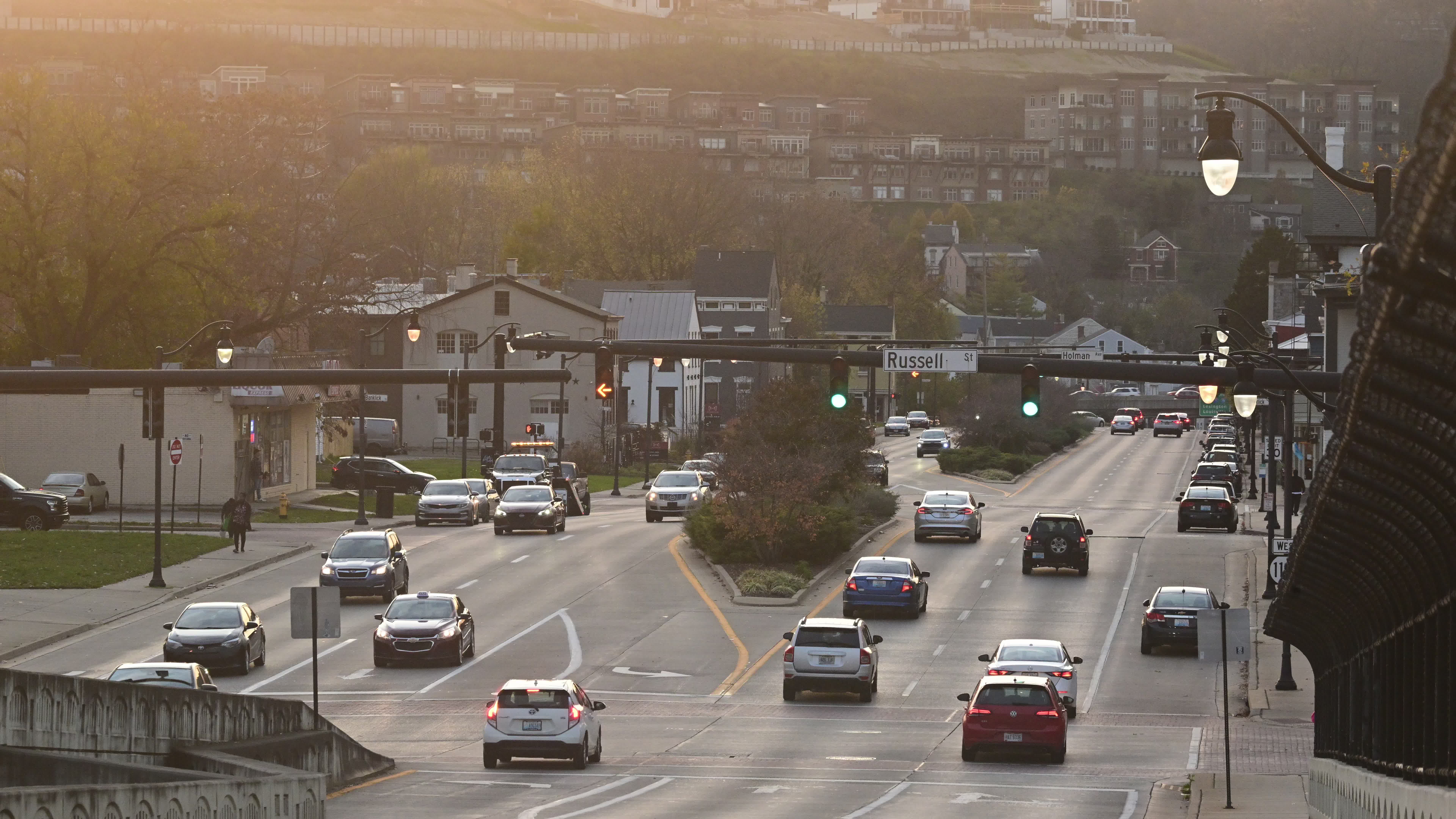Busy Urban Street at Sunset with Traffic Free Stock Video Footage ...