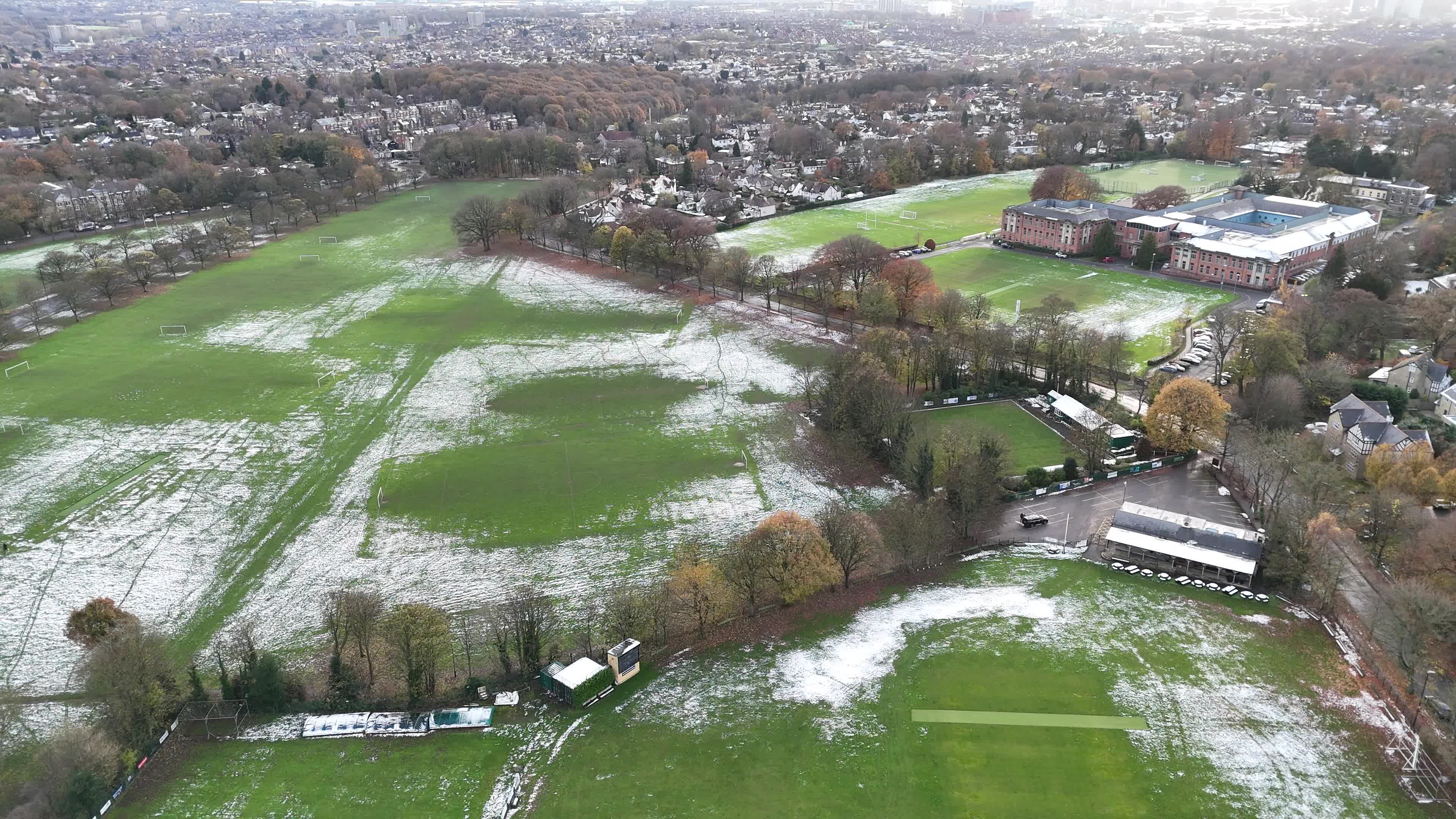 Aerial View of Snowy Urban Landscape Free Stock Video Footage, Royalty ...