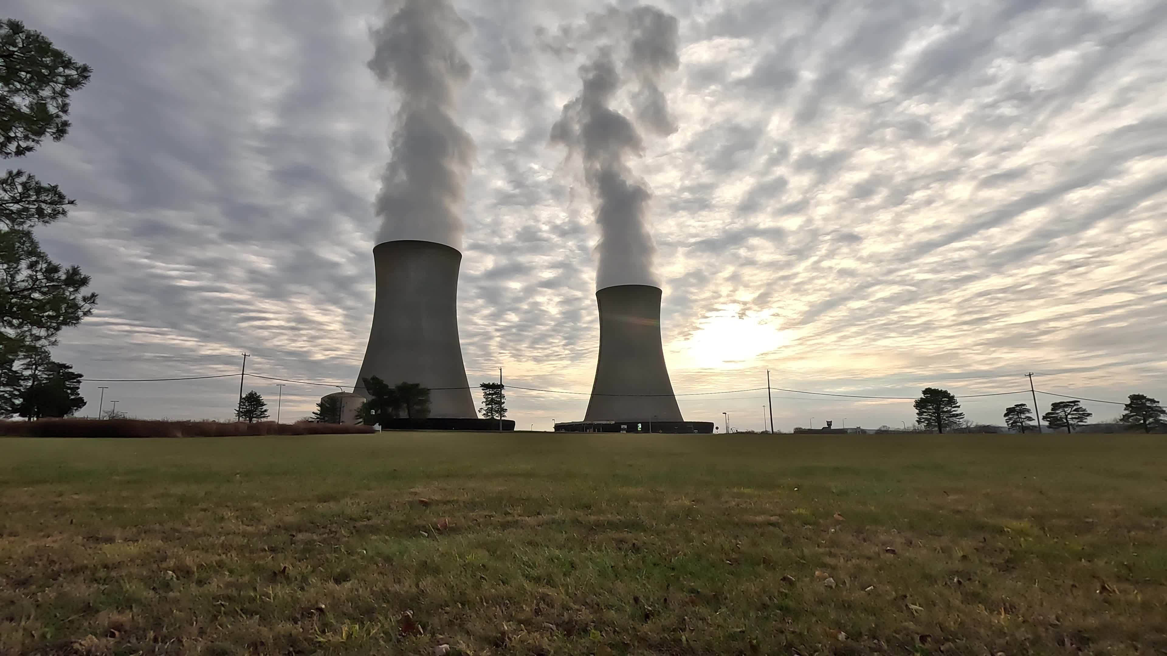 Cooling Towers in Autumn Landscape at Sunset Free Stock Video Footage ...