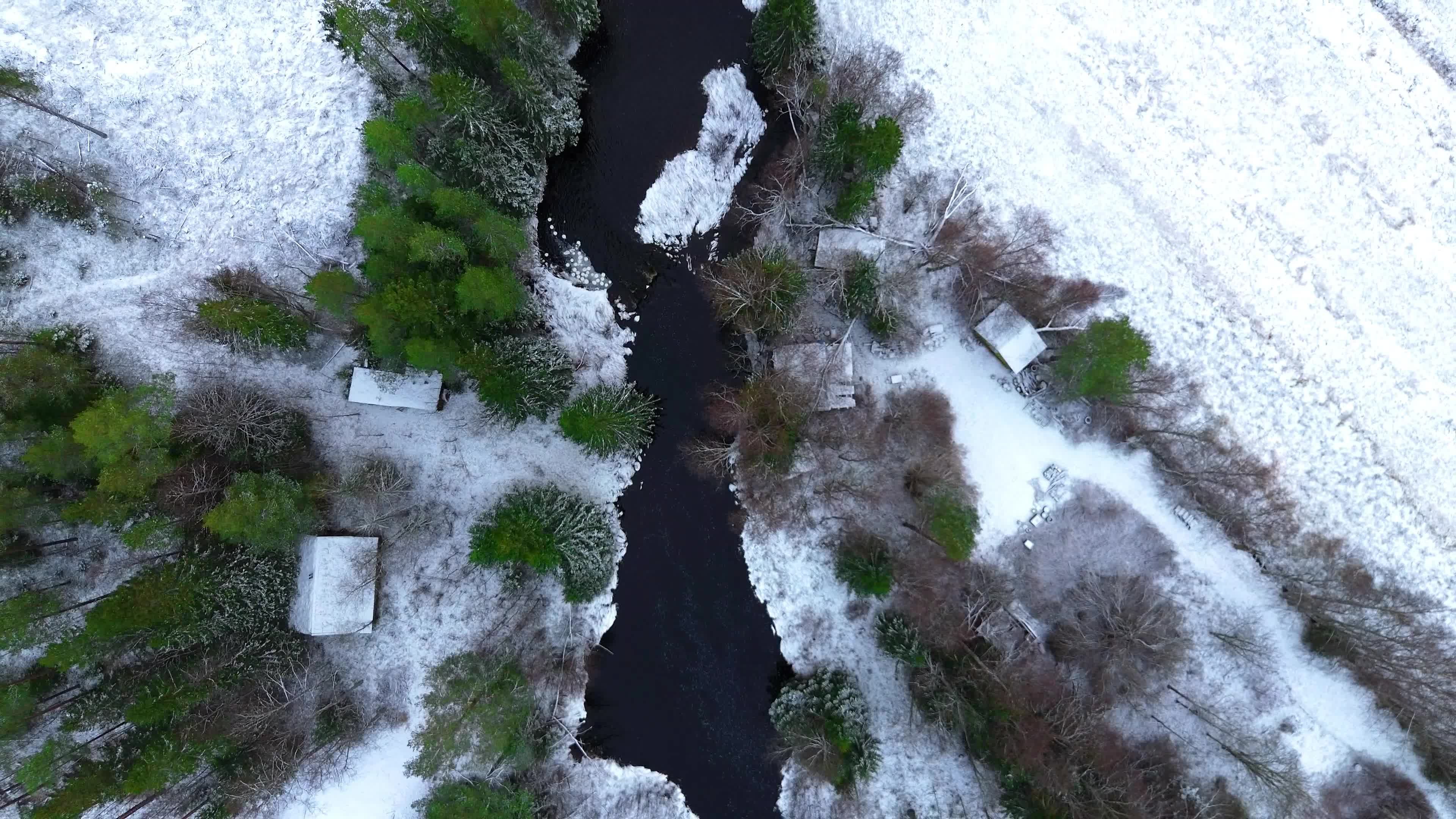Aerial View of Snow-Covered Winter Landscape Free Stock Video Footage ...