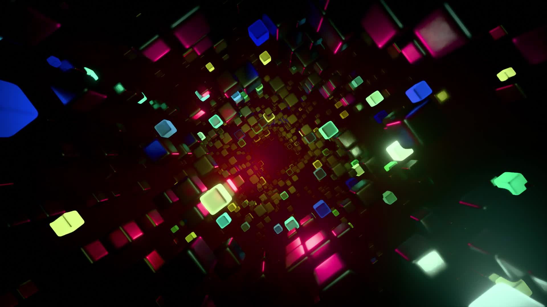 Vibrant Abstract 3D Tunnel of Glowing Cubes Free Stock Video Footage ...