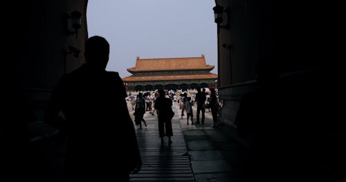 People Entering The Temple Grounds 