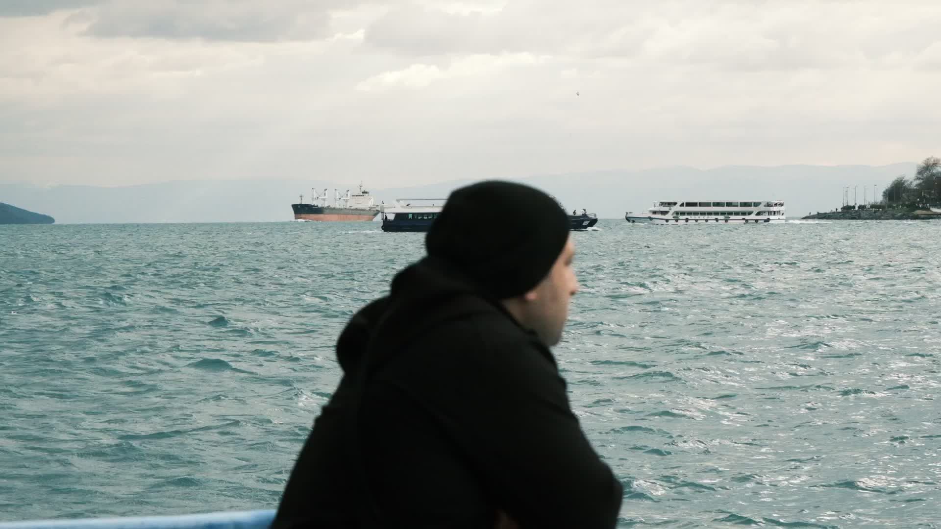 Contemplative Man on Boat Overlooking Sea Free Stock Video Footage ...