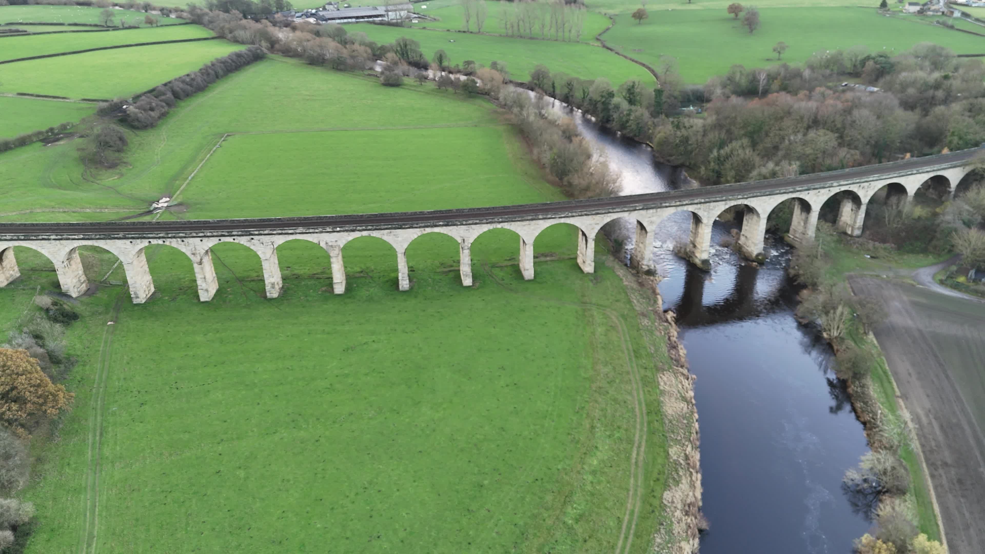Aerial View of Scenic Countryside Viaduct Free Stock Video Footage ...