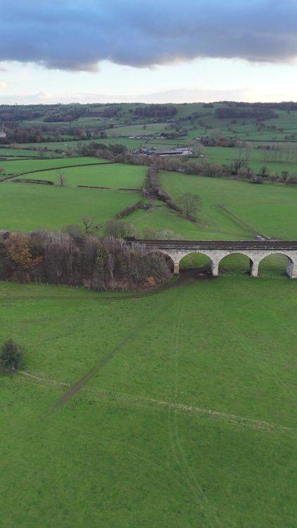 Aerial View of Scenic Countryside and Viaduct Free Stock Video Footage ...