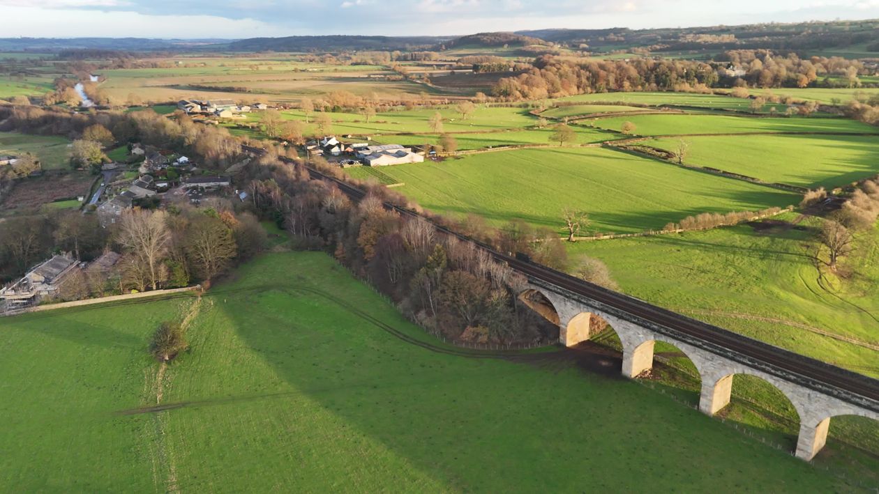Scenic Aerial View of Countryside Viaduct Bridge Free Stock Video ...