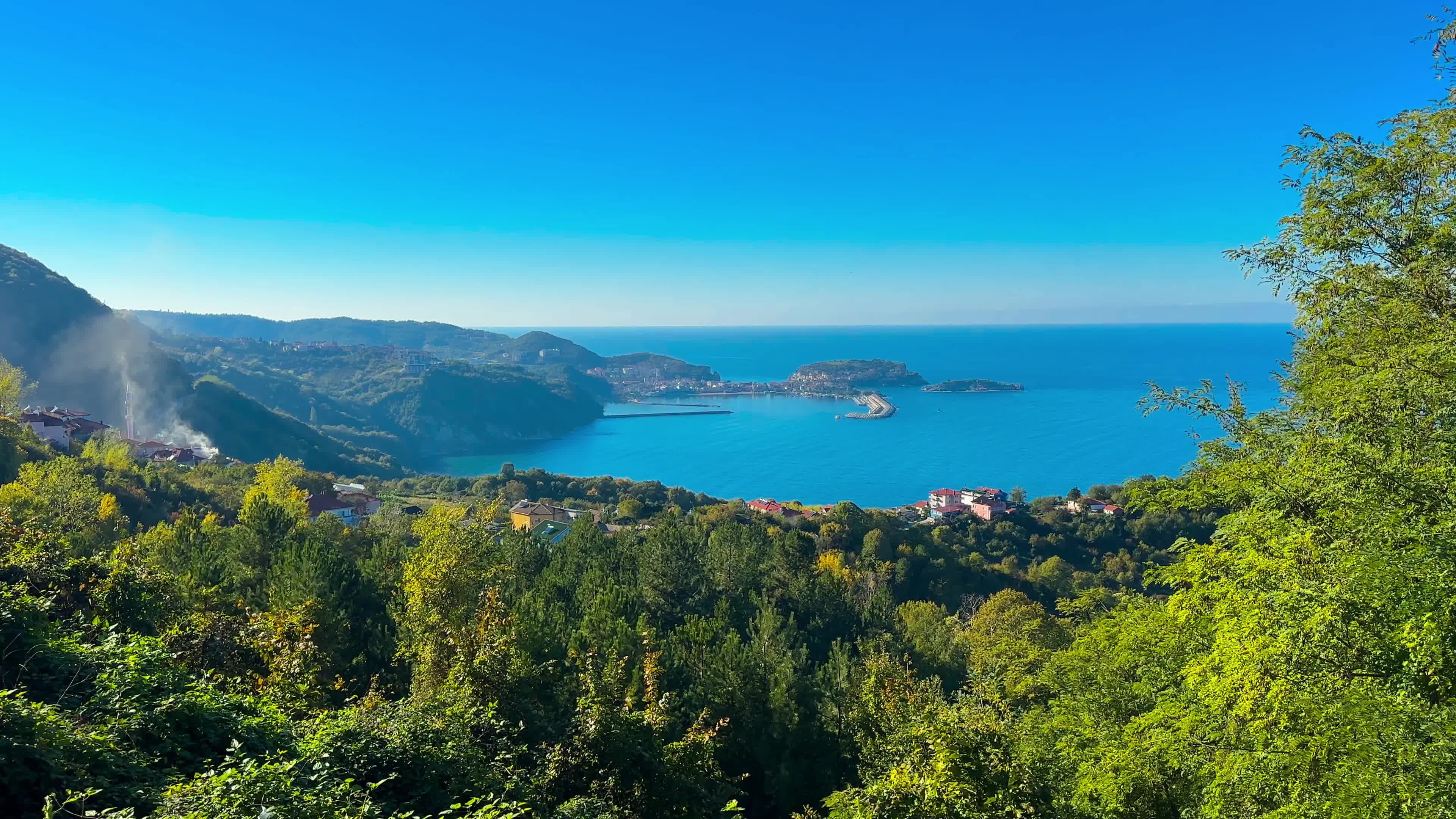 Scenic Coastal View with Lush Greenery Free Stock Video Footage ...