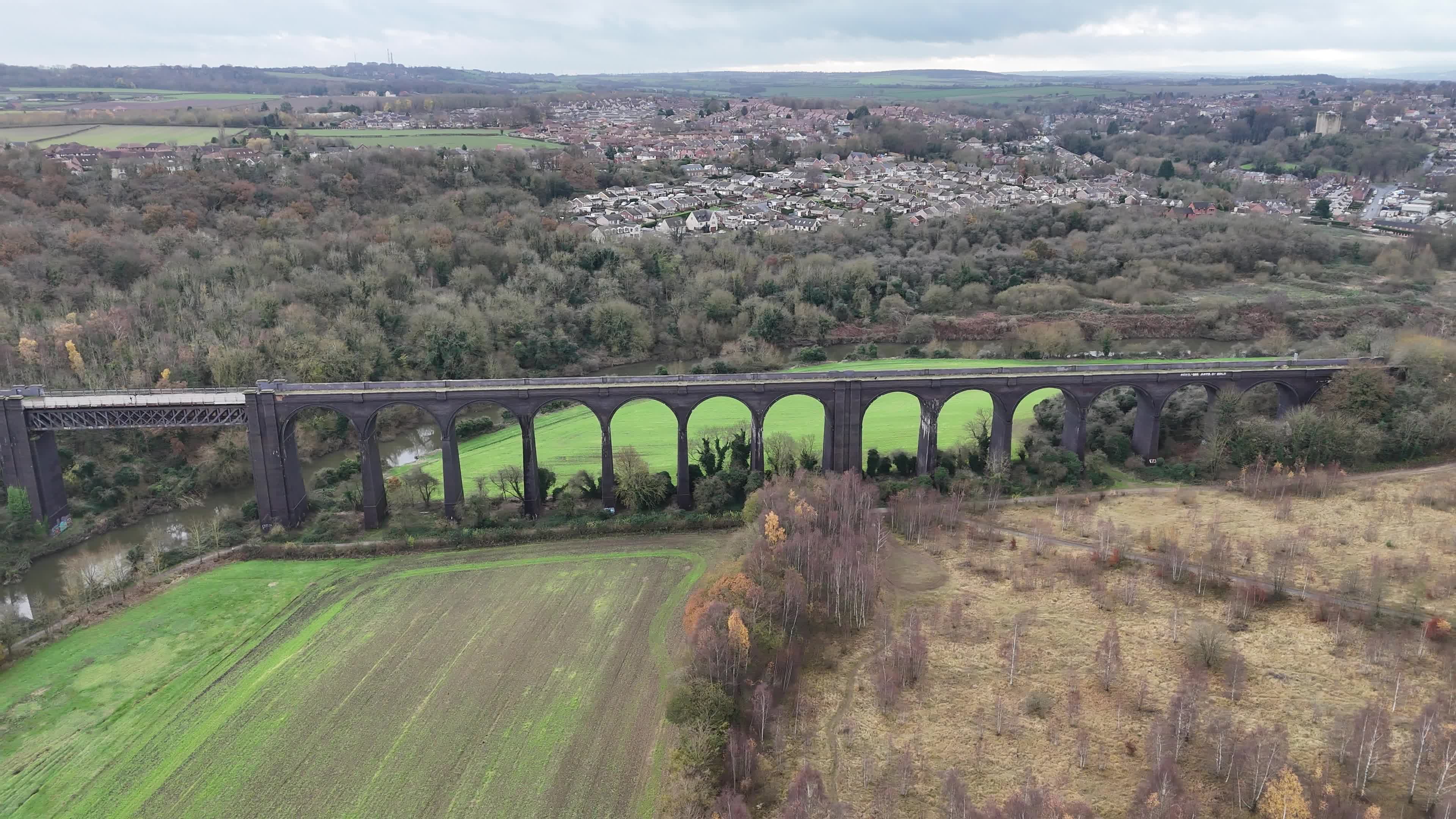 Aerial View of Scenic Viaduct and Countryside Free Stock Video Footage ...