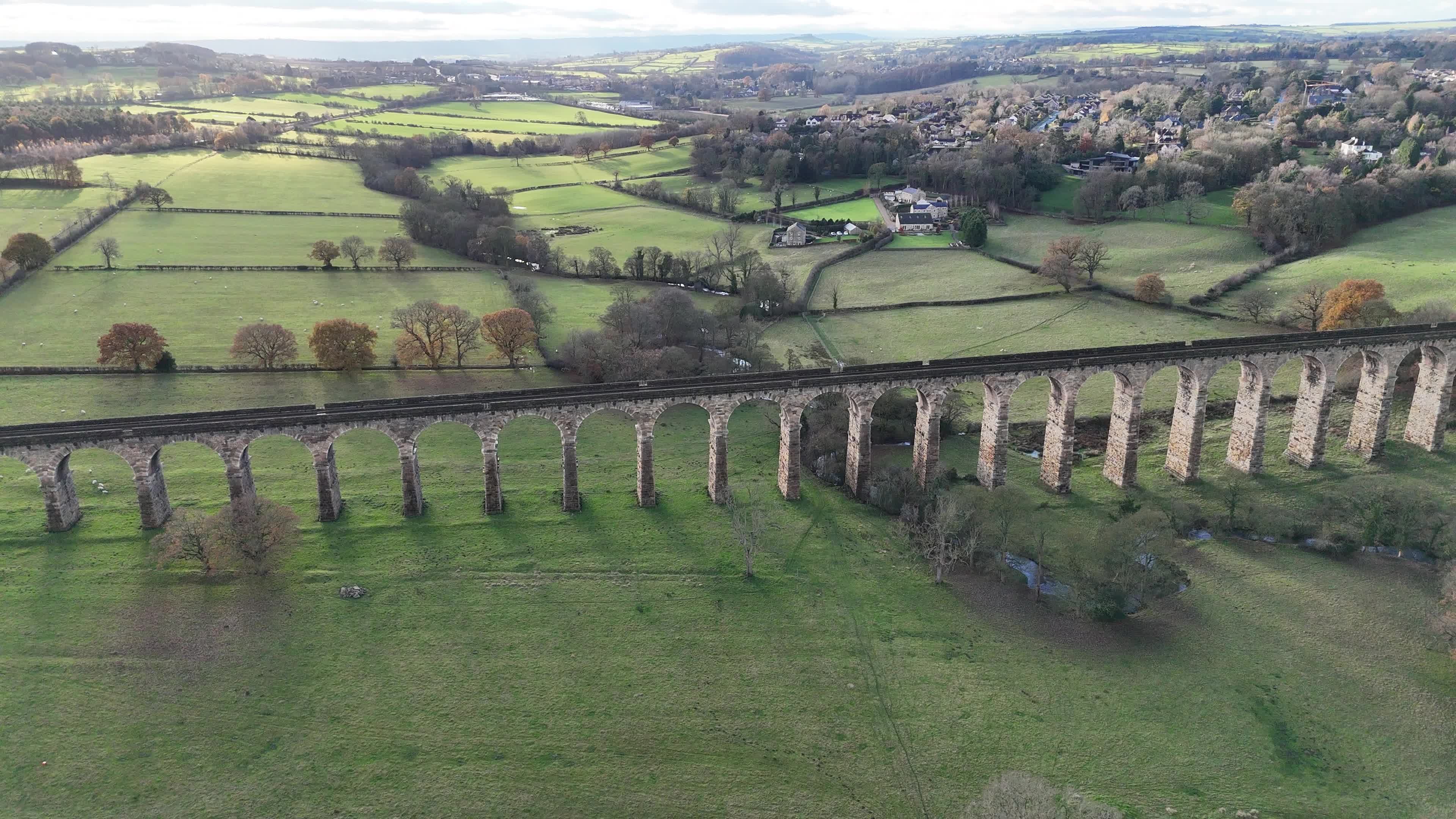 Aerial View of Rural Viaduct and Countryside Free Stock Video Footage ...