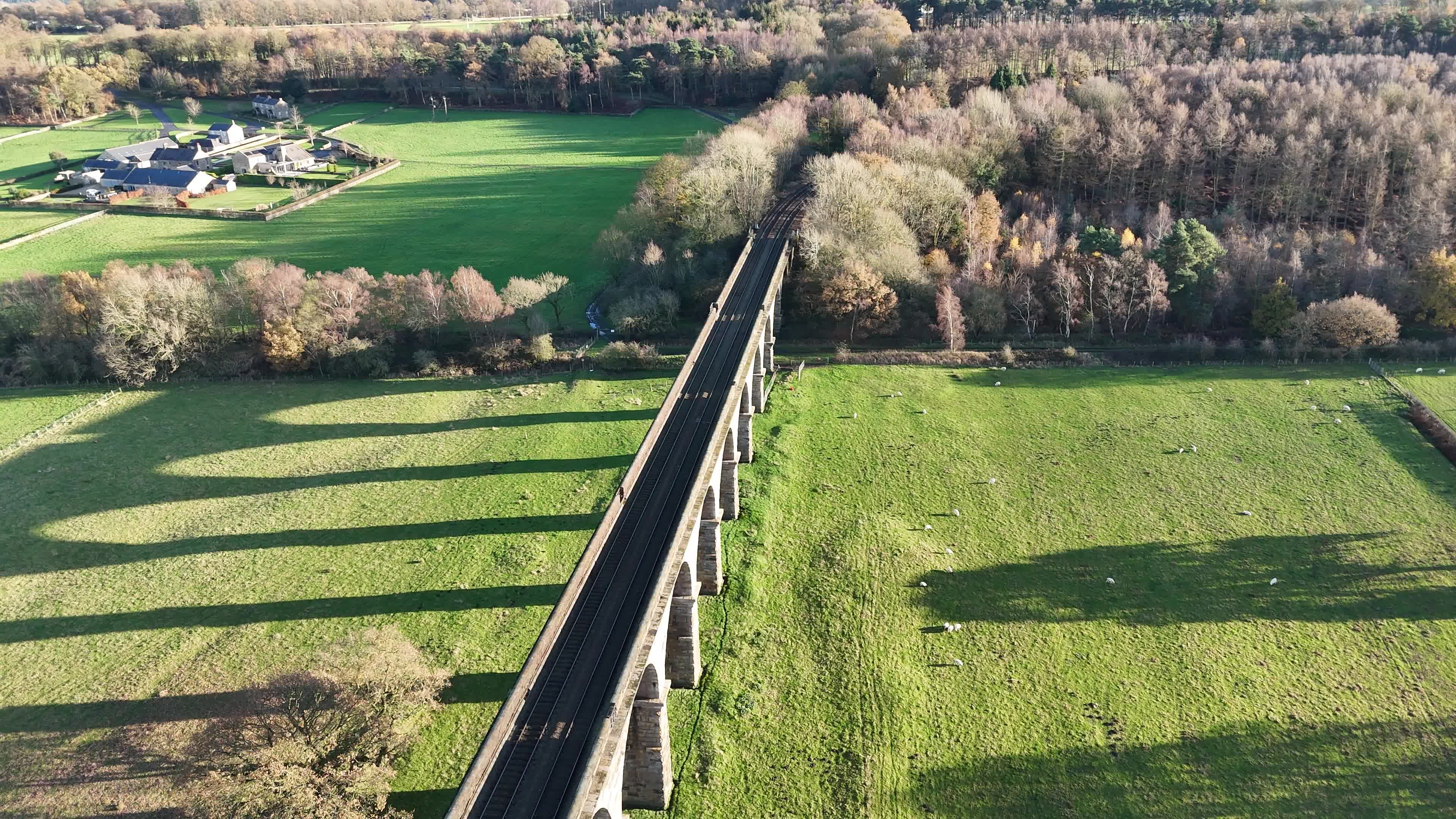 Aerial View of Scenic Railway Viaduct in Countryside Free Stock Video ...