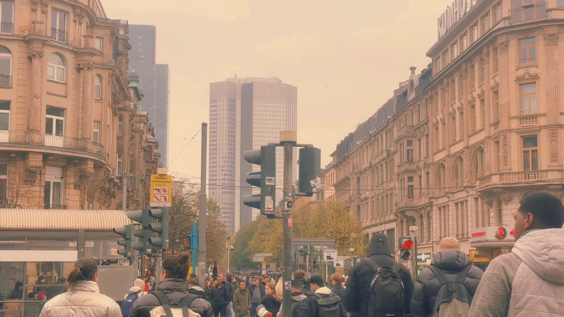 Bustling City Street with Urban Architecture Free Stock Video Footage ...