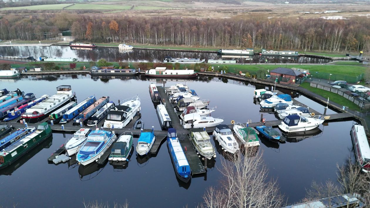Scenic Aerial View of Marina with Moored Boats Free Stock Video Footage ...
