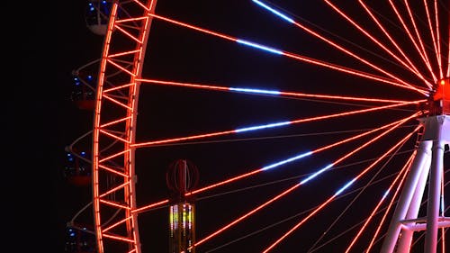 A Giant Ferris Wheel Lights At Night