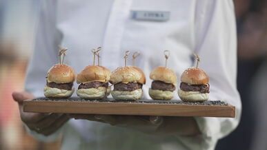 delicious mini burgers on serving tray