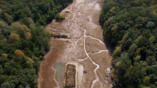 A Dried River In Aerial View