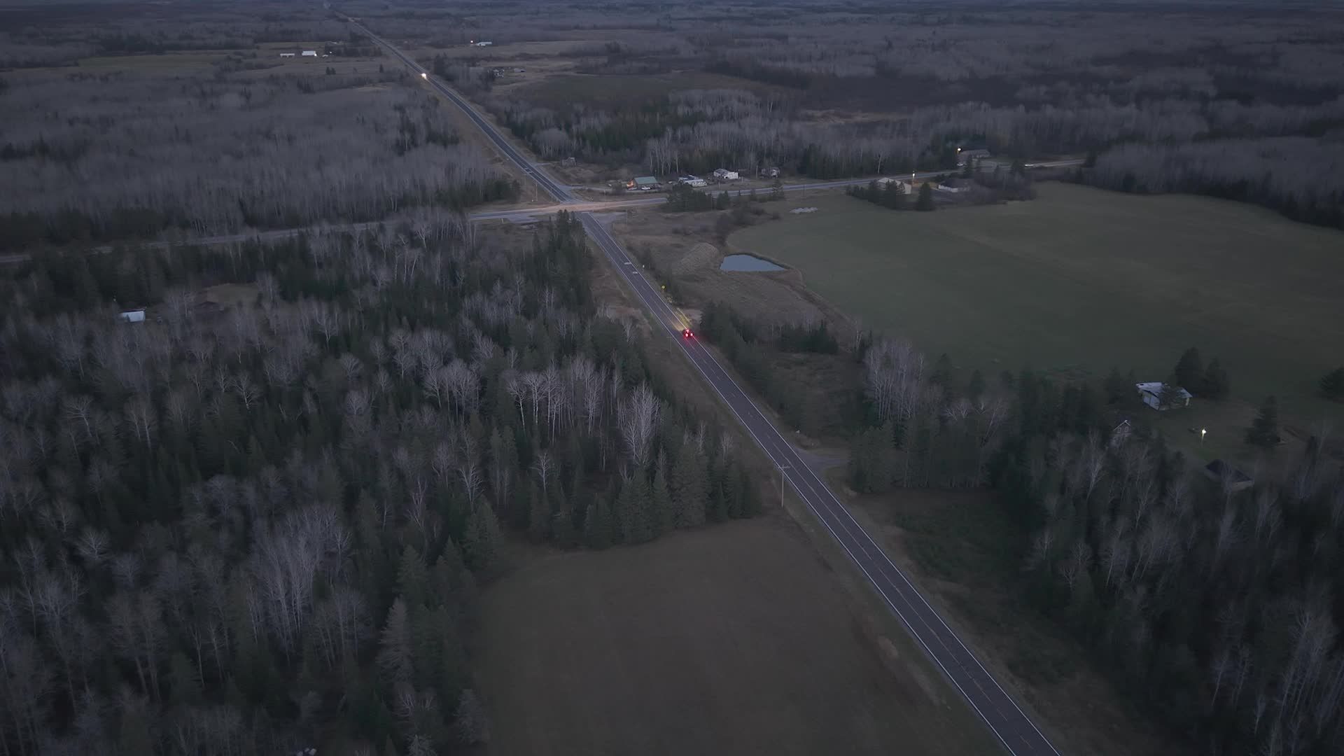 Aerial View of Rural Highway at Dusk Free Stock Video Footage, Royalty ...