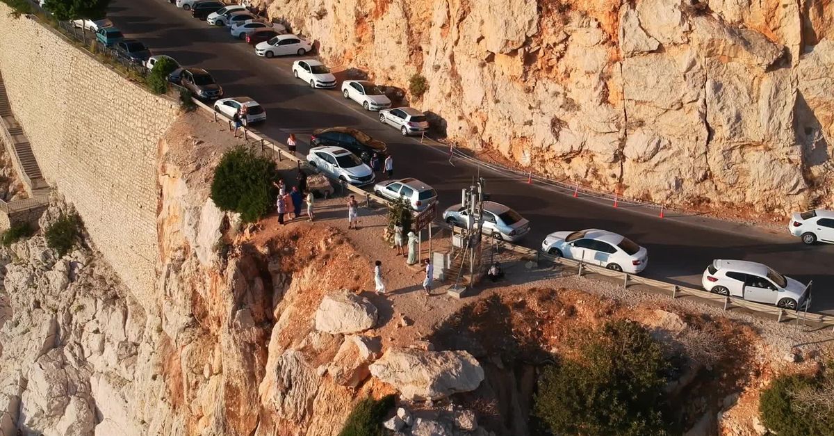 Cliffside Rd Top View Aerial View of Kaputas Cliffside Road Traffic Free Stock Video Footage ...
