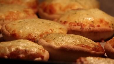 golden brown mini pizzas freshly baked