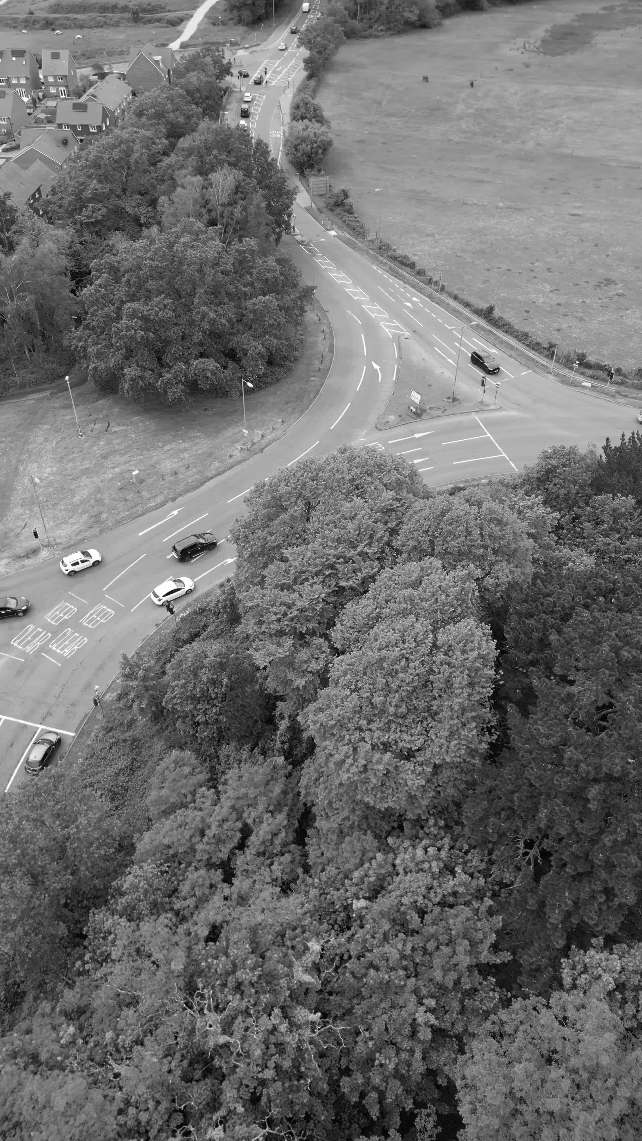 aerial view of forest road intersection 29840867