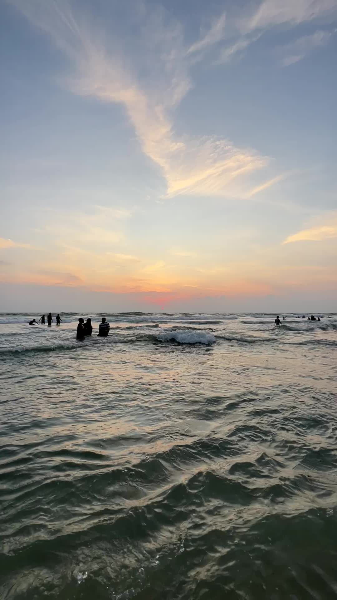 Serene Beach Sunset with People in Water Free Stock Video Footage ...