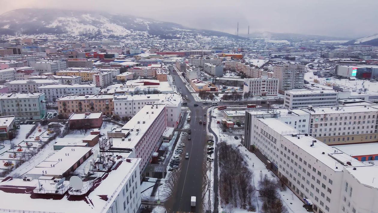 Winter Cityscape Aerial View with Snow Free Stock Video Footage ...