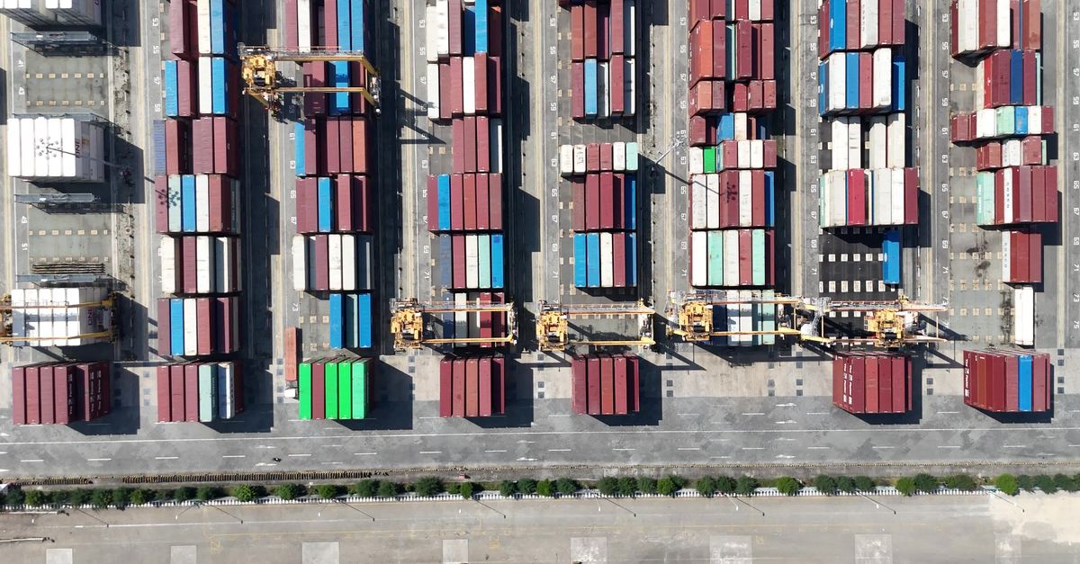 Single Shipping Container Aerial Aerial View of Shipping Containers in Port Free Stock Video Footage ...