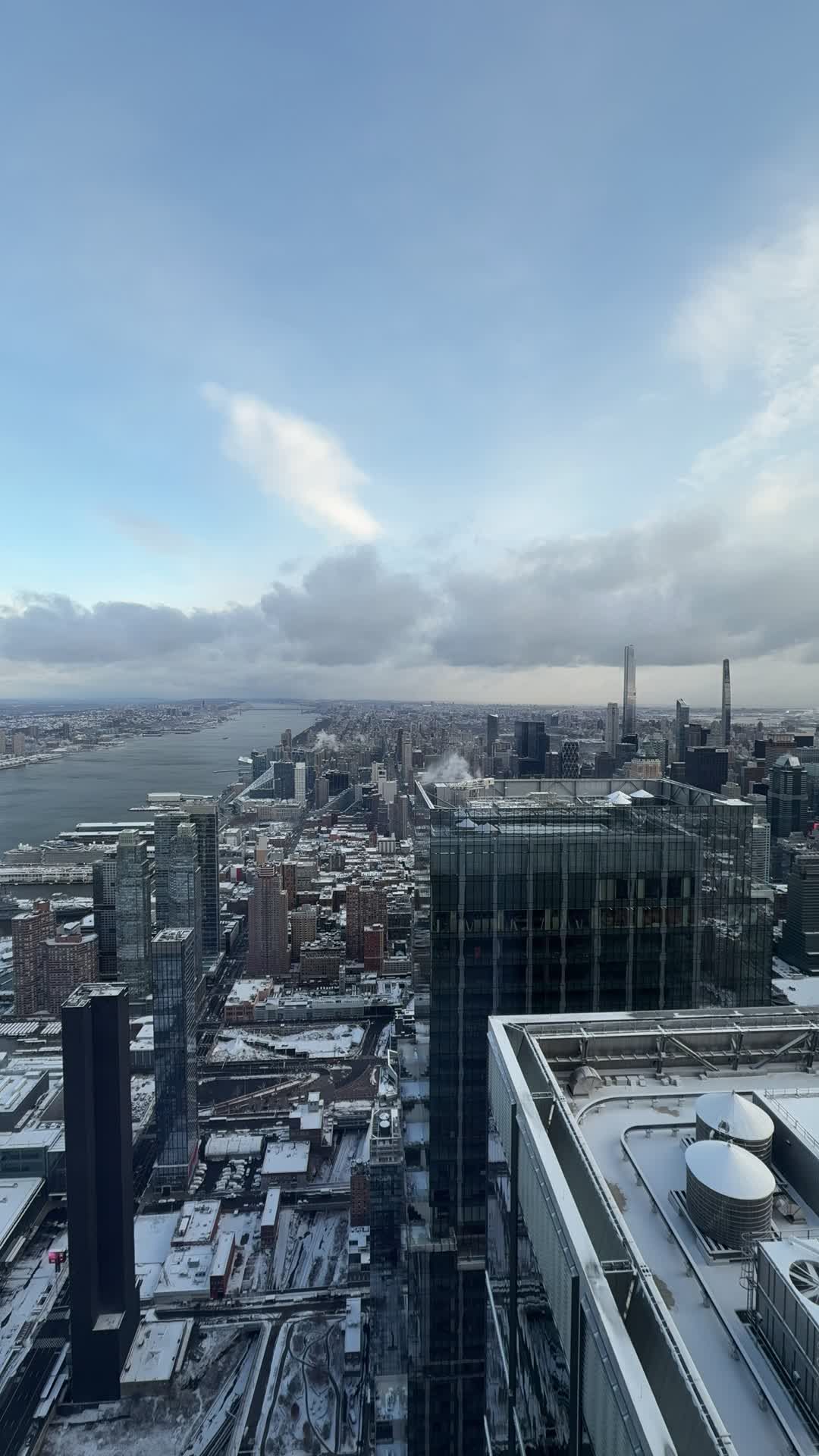 Aerial View of Snowy Urban Skyline Winter Free Stock Video Footage ...