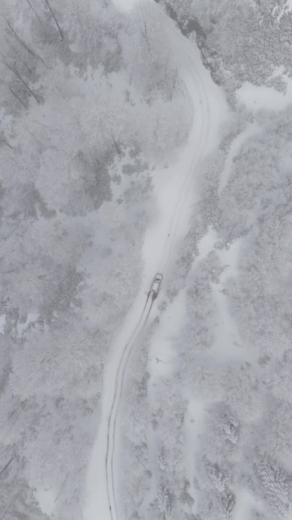 Aerial View of Snowy Forest Road in Winter Free Stock Video Footage ...