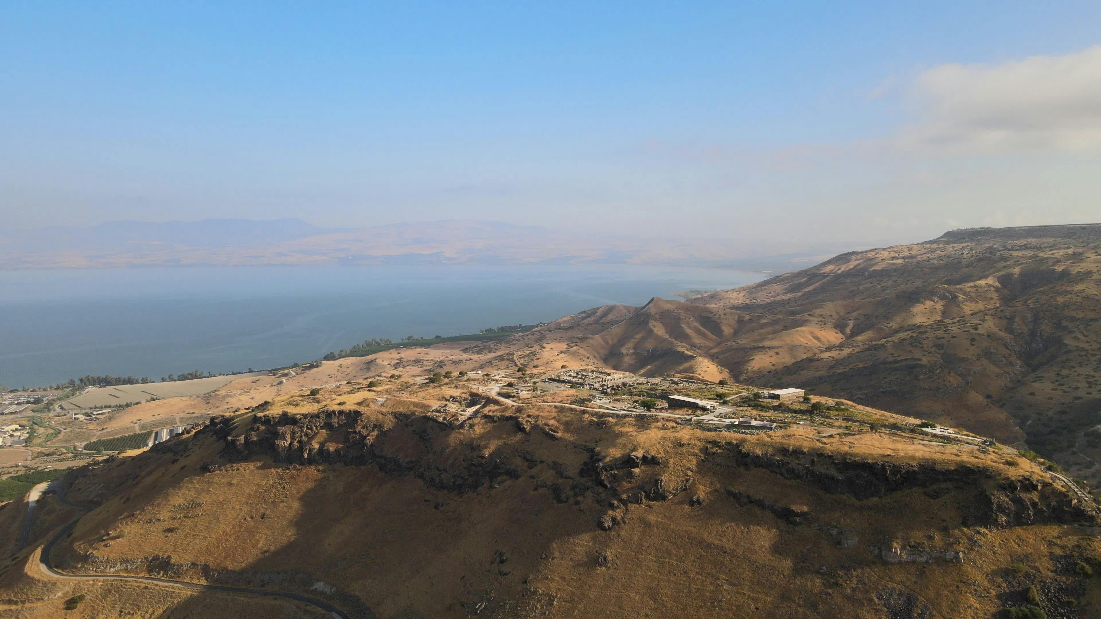 Aerial View of Golan Heights Landscape and Sea Free Stock Video Footage