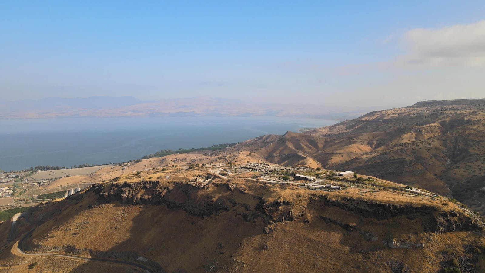 Aerial View of Golan Heights Landscape and Sea Free Stock Video Footage