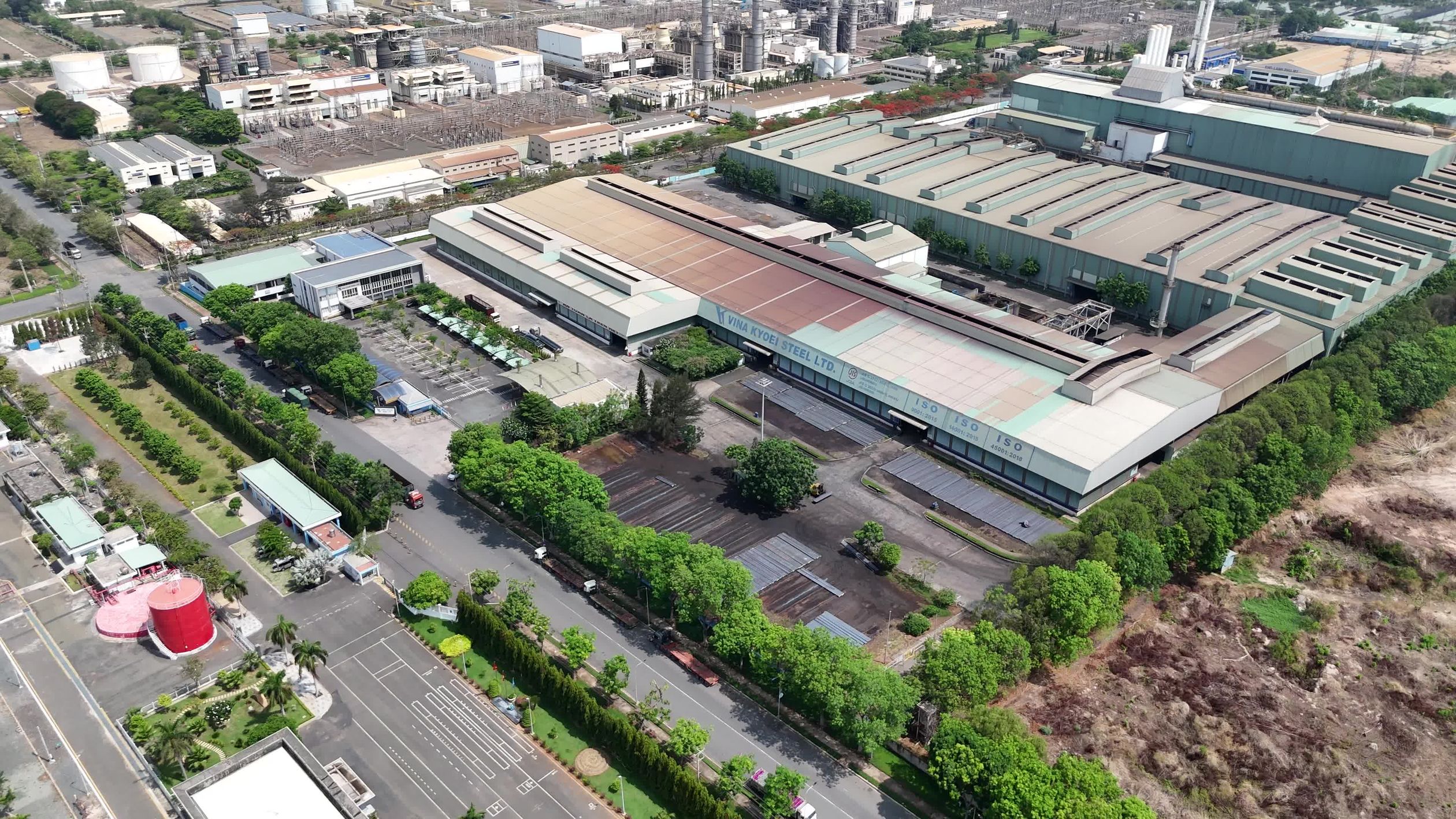 Aerial View of Large Industrial Factory Complex Free Stock Video ...