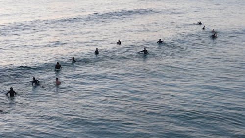 People Swimming And Enjoying The Waves