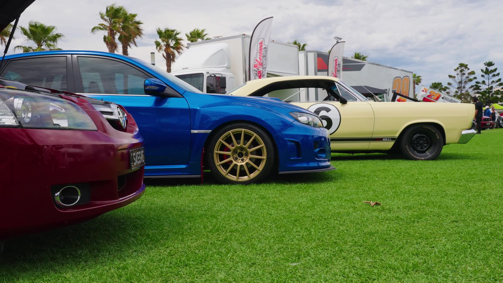 Outside View Car Rocking Classic Muscle Car at Outdoor Car Show Free Stock Video Footage ...