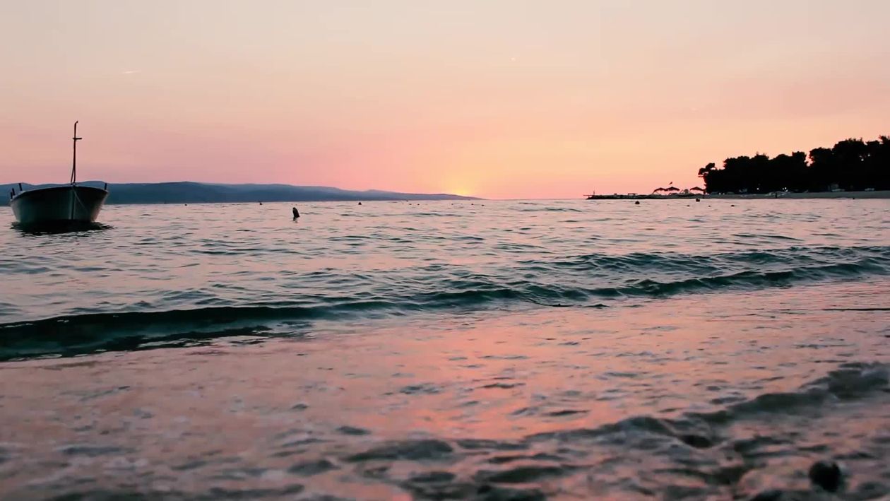 Serene Beach Sunset with Gentle Waves Free Stock Video Footage, Royalty ...